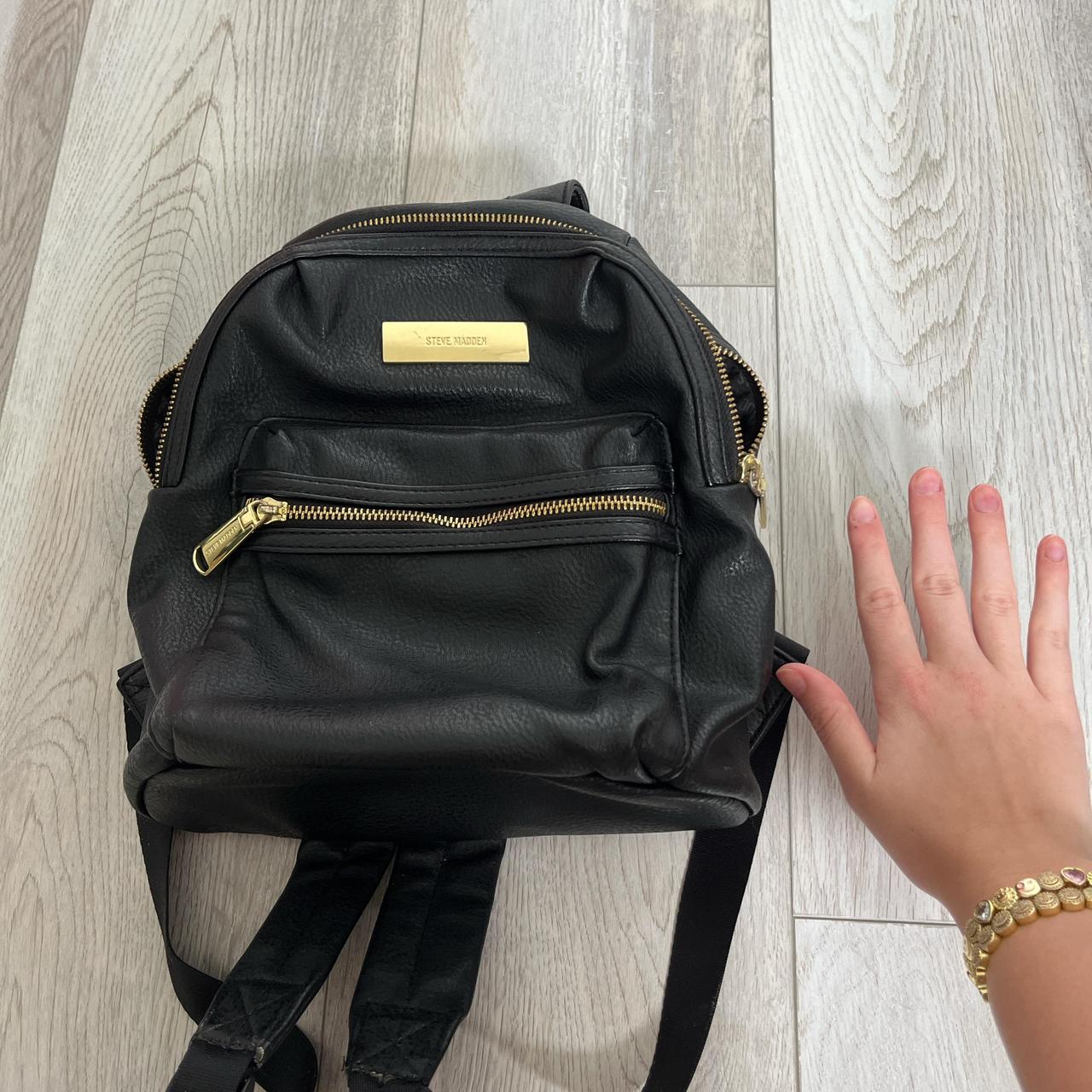 Steve Madden mini black backpack with gold zippers | Depop