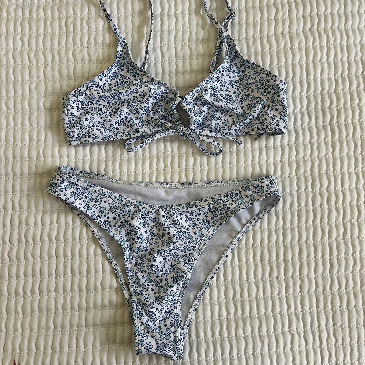 2 piece bikini with adjustable straps and tie front.... - Depop