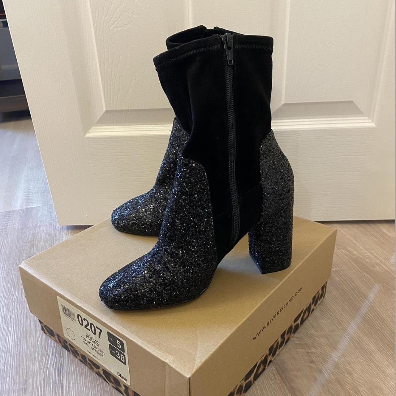 River Island black glitter ankle boots - size... - Depop