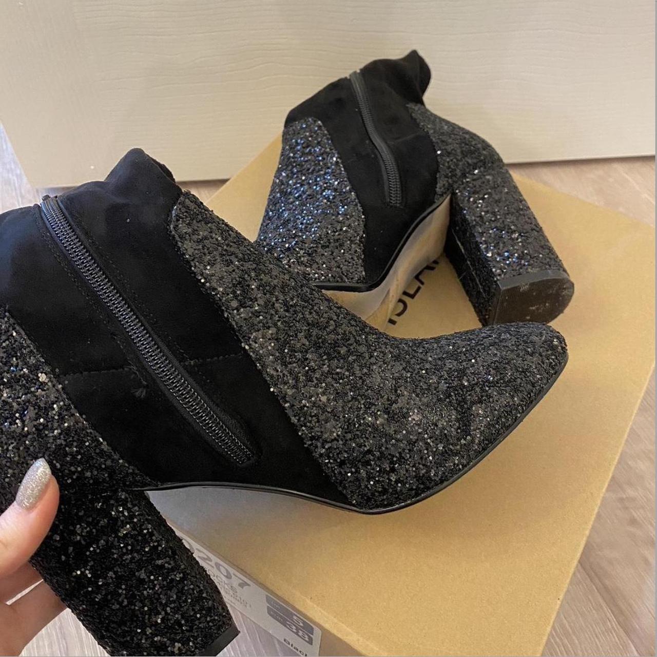River Island black glitter ankle boots size... Depop