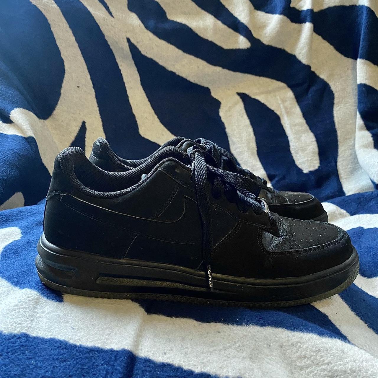 Nike Air Force one black suede with shiny painted... Depop