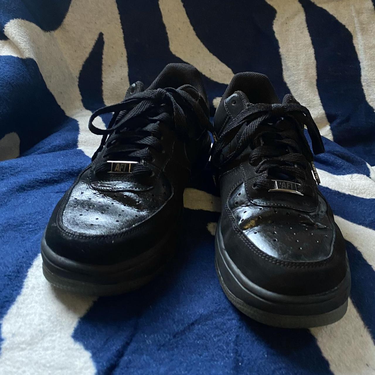 Nike Air Force one black suede with shiny painted... Depop