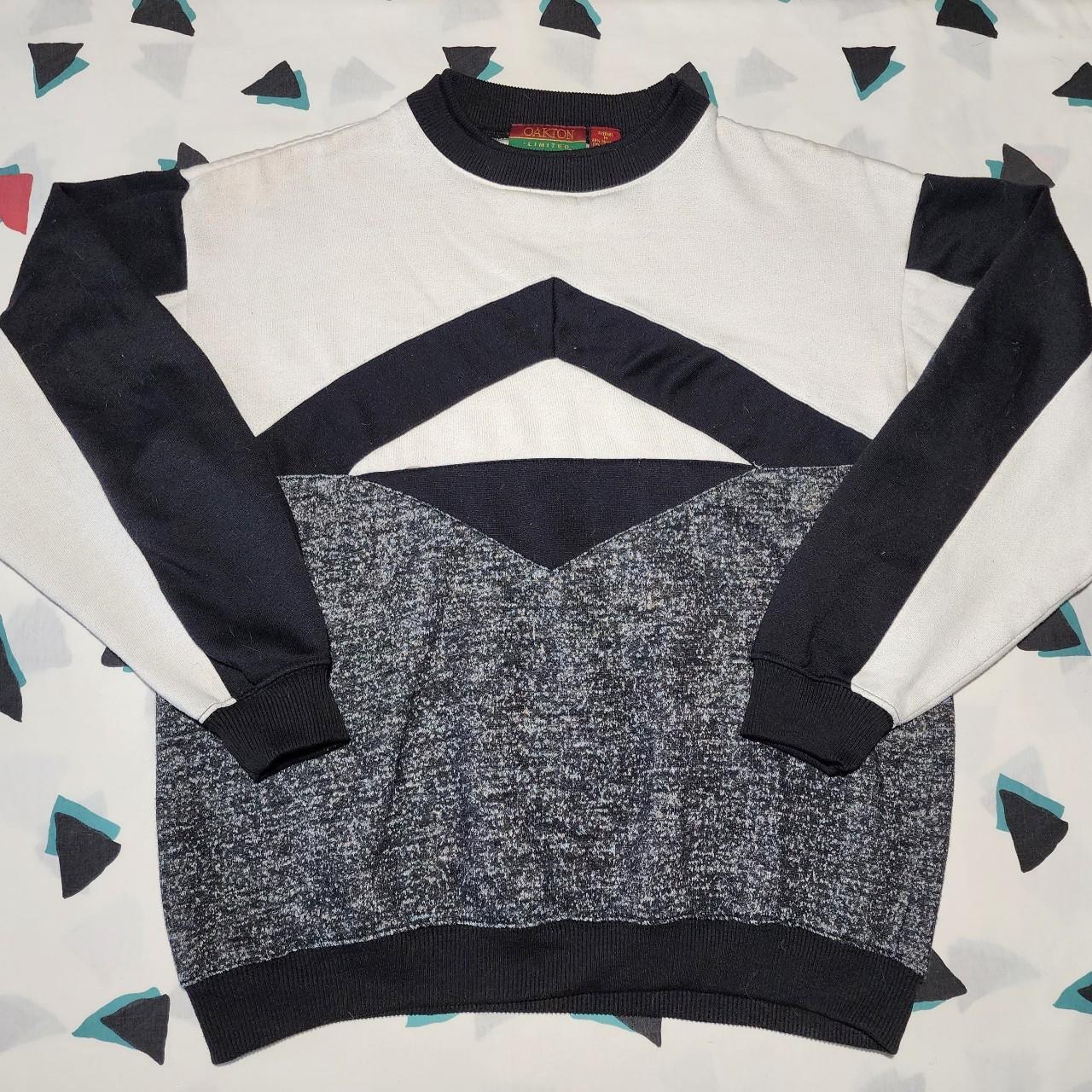 Men's Black and White Sweatshirt Depop
