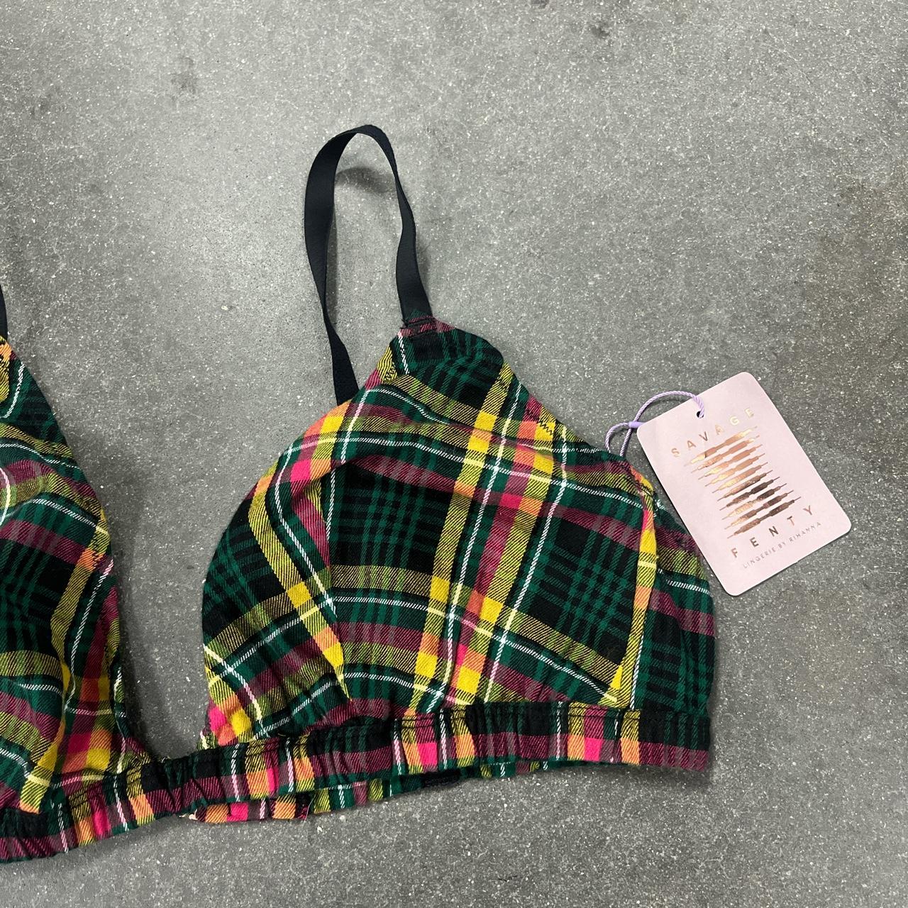 green yellow pink plaid savage x fenty lingerie by - Depop