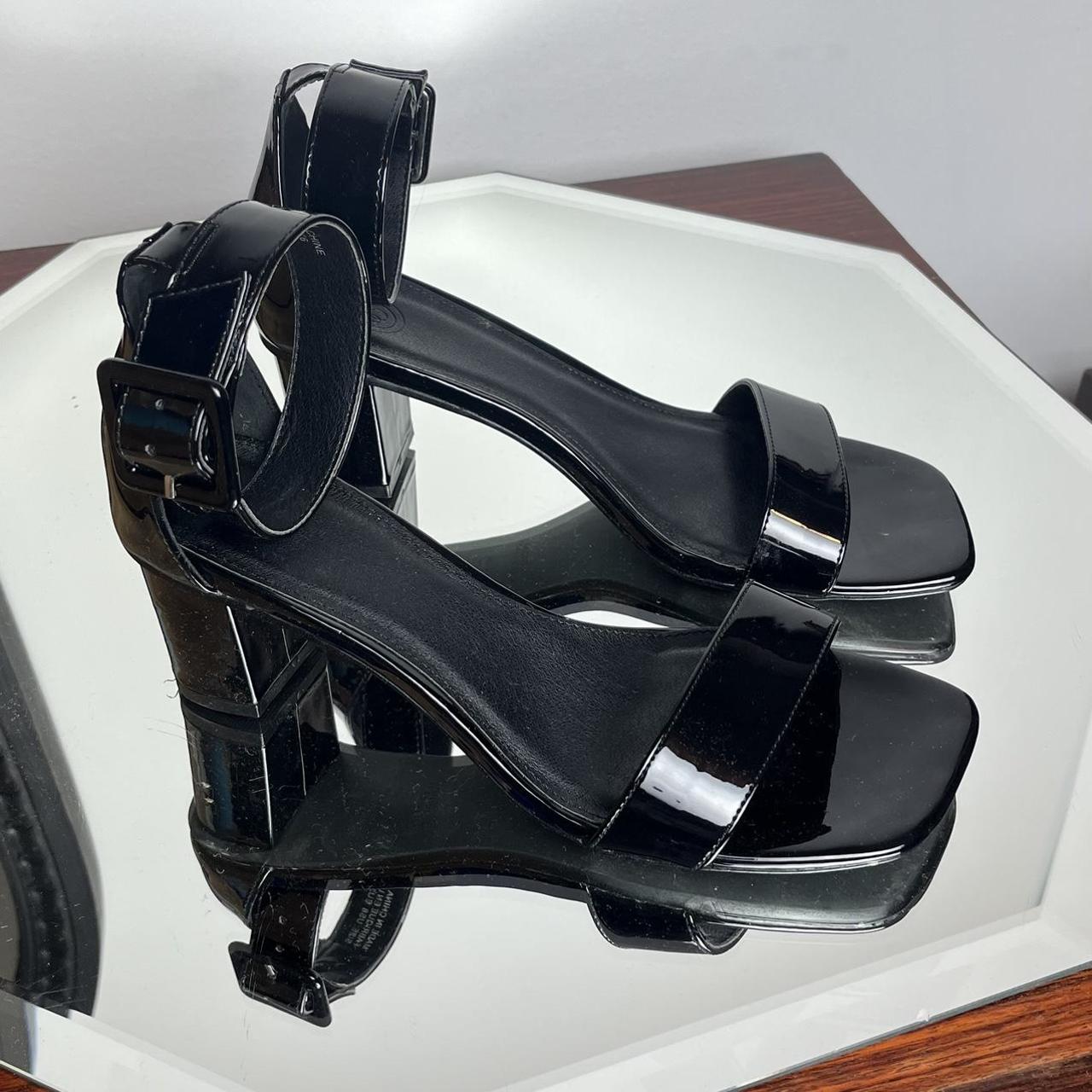 Chanel Beige/Black Patent Leather Open Toe Slide - Depop