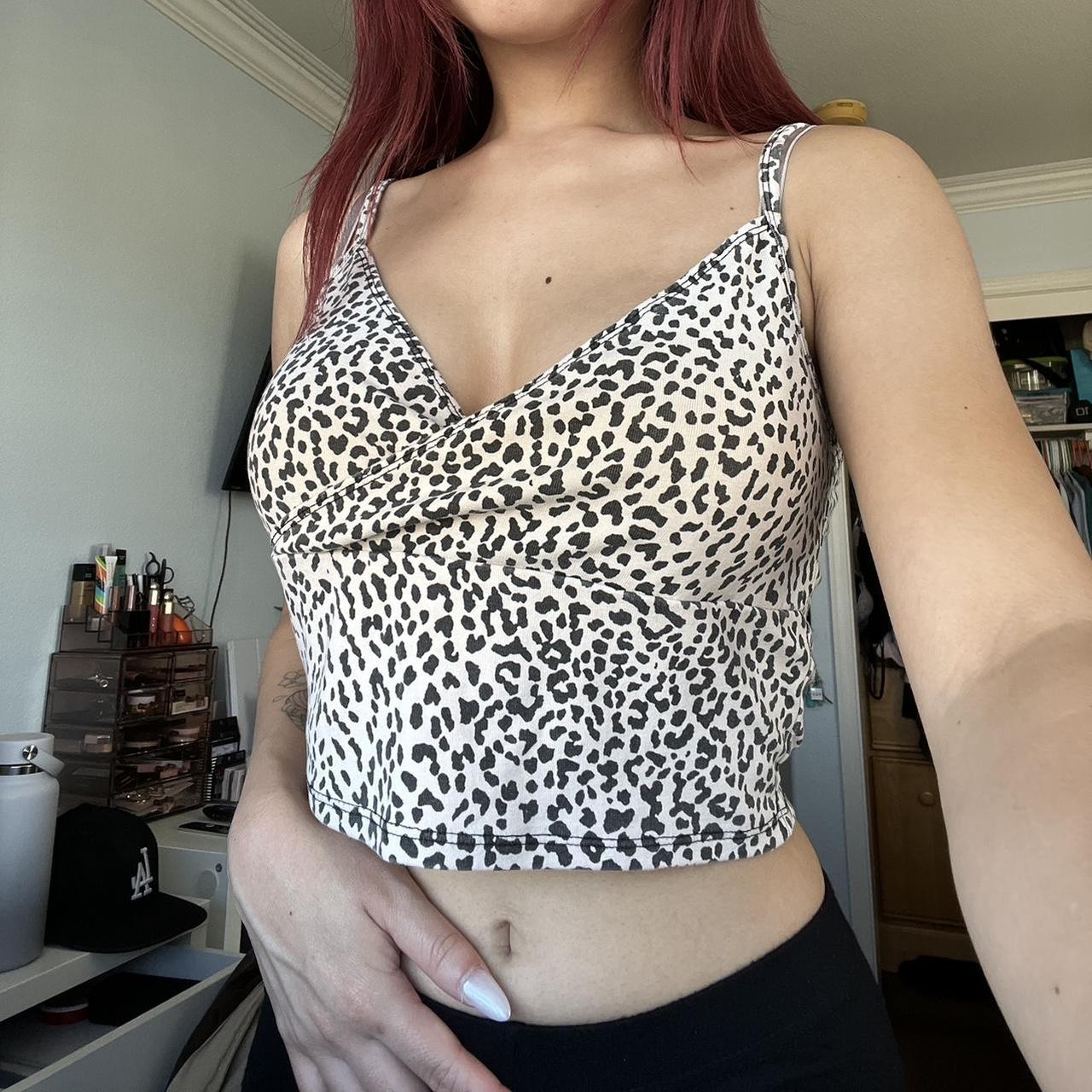 brandy melville cheetah print splice cropped cami