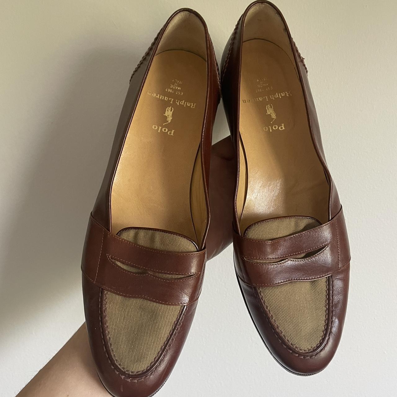 Polo Ralph Lauren Women's Brown and Tan Loafers | Depop