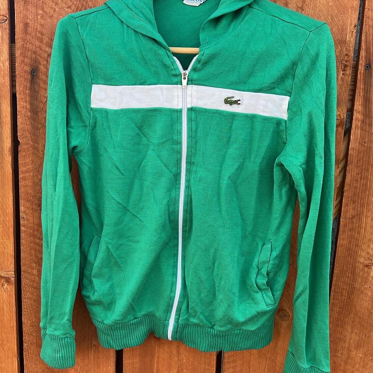 Lacoste Women's Green and White Jacket | Depop
