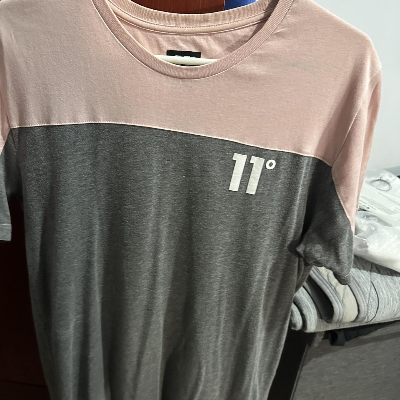 Pink and Grey 11 degrees t-shirt Slight stain as... - Depop