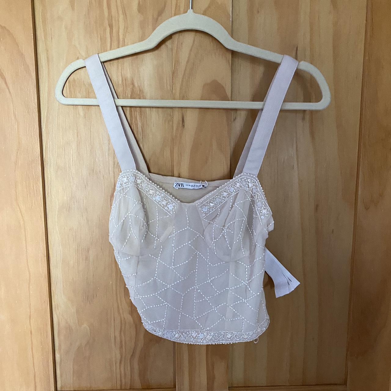 Zara pink beaded corset top Depop