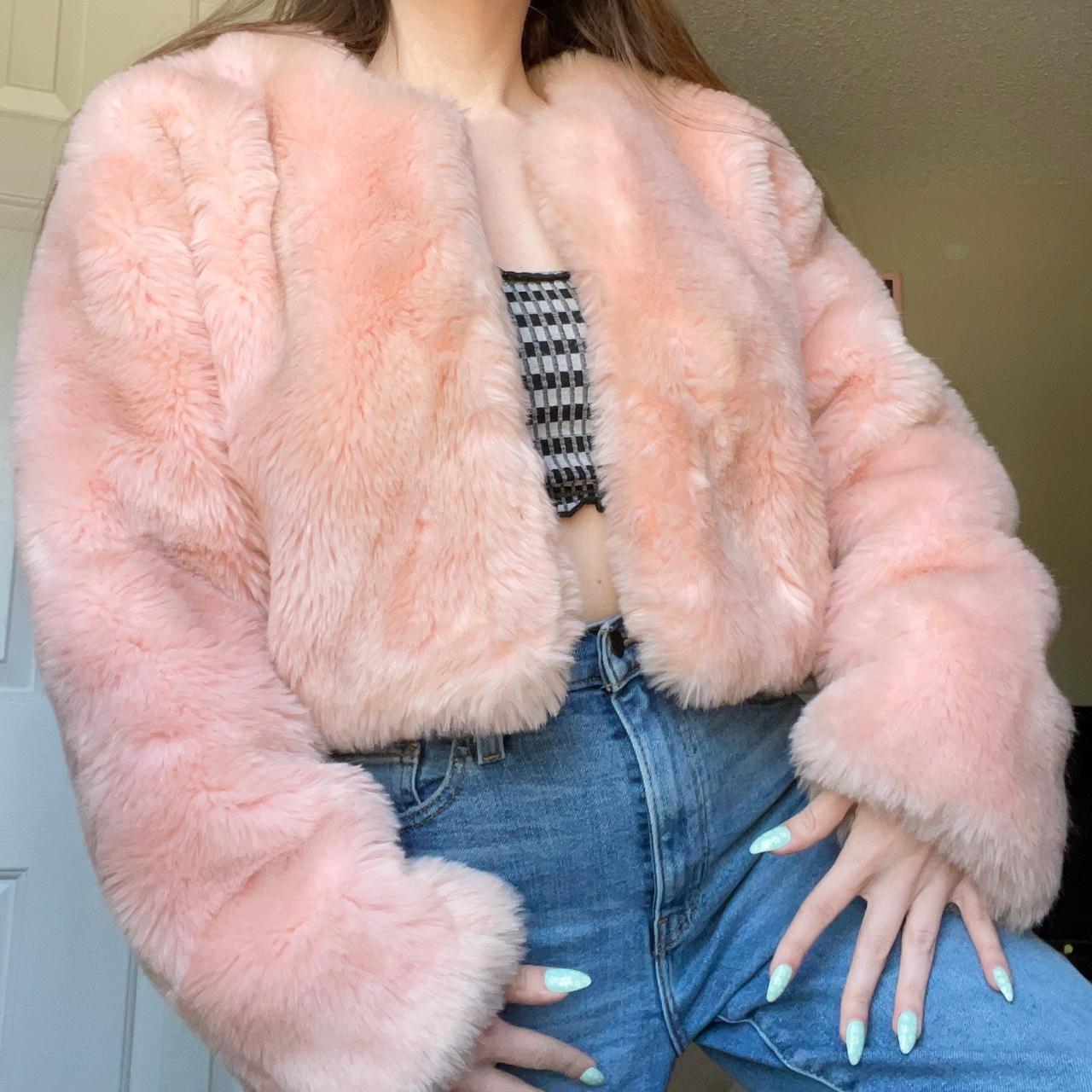 Nastygal Faux Fur Pink outlet Pastel Cropped Coat