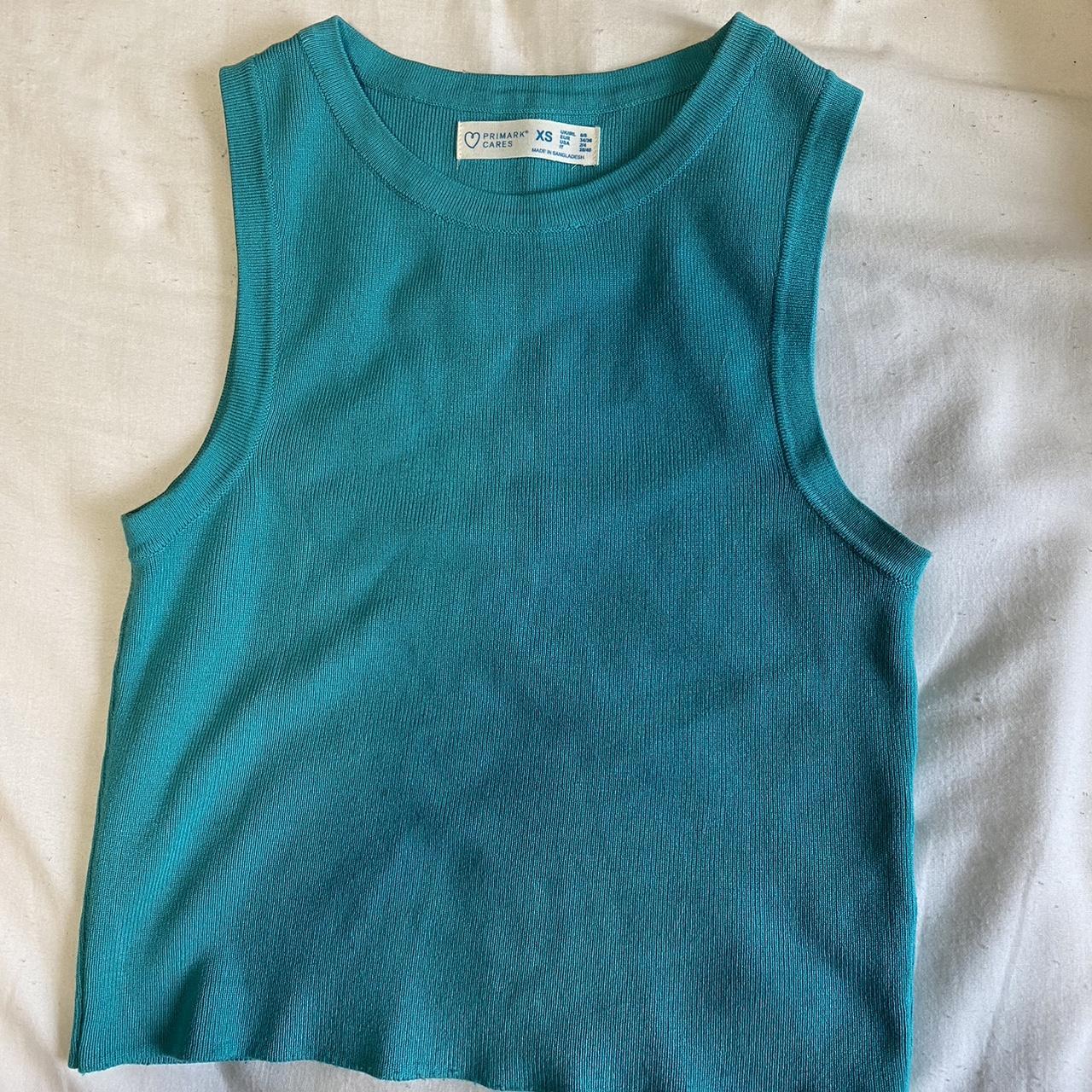 turquoise racer top perfect condition size Uk 4/6/8 - Depop