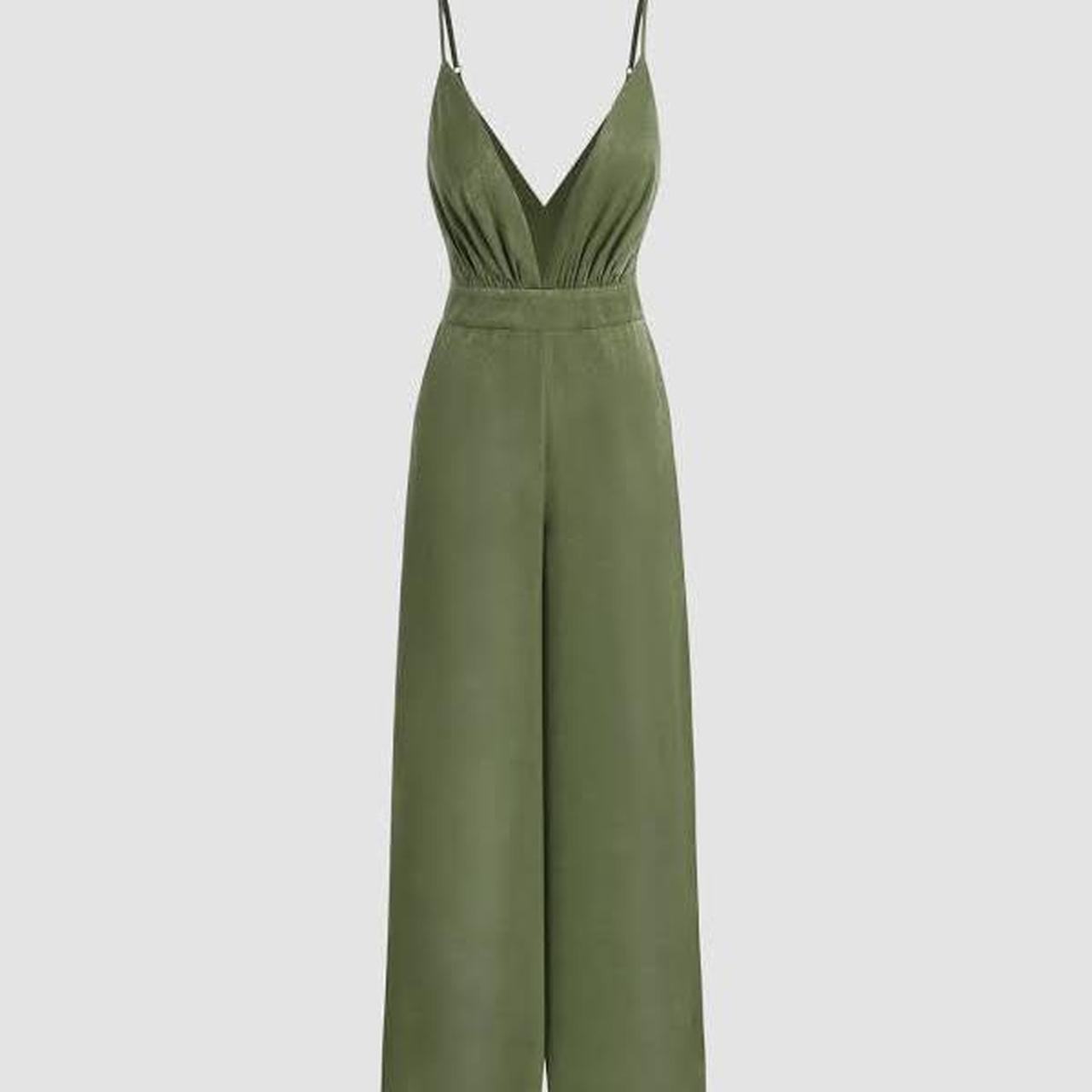 Cider jumpsuit XS green fauxsatin... Depop
