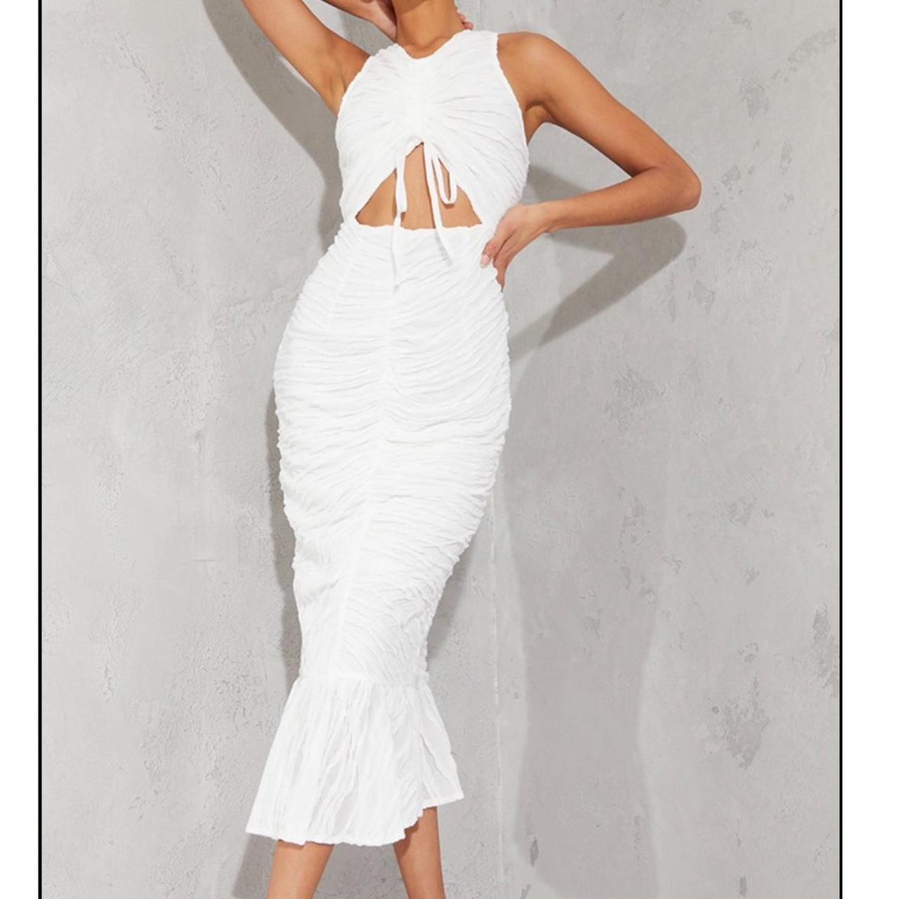 Pretty little thing white best sale midi dress