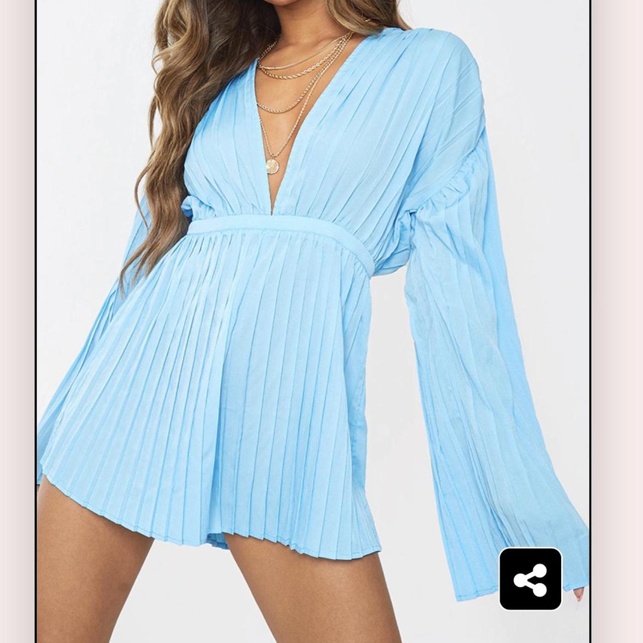 Pretty little thing blue playsuit on sale