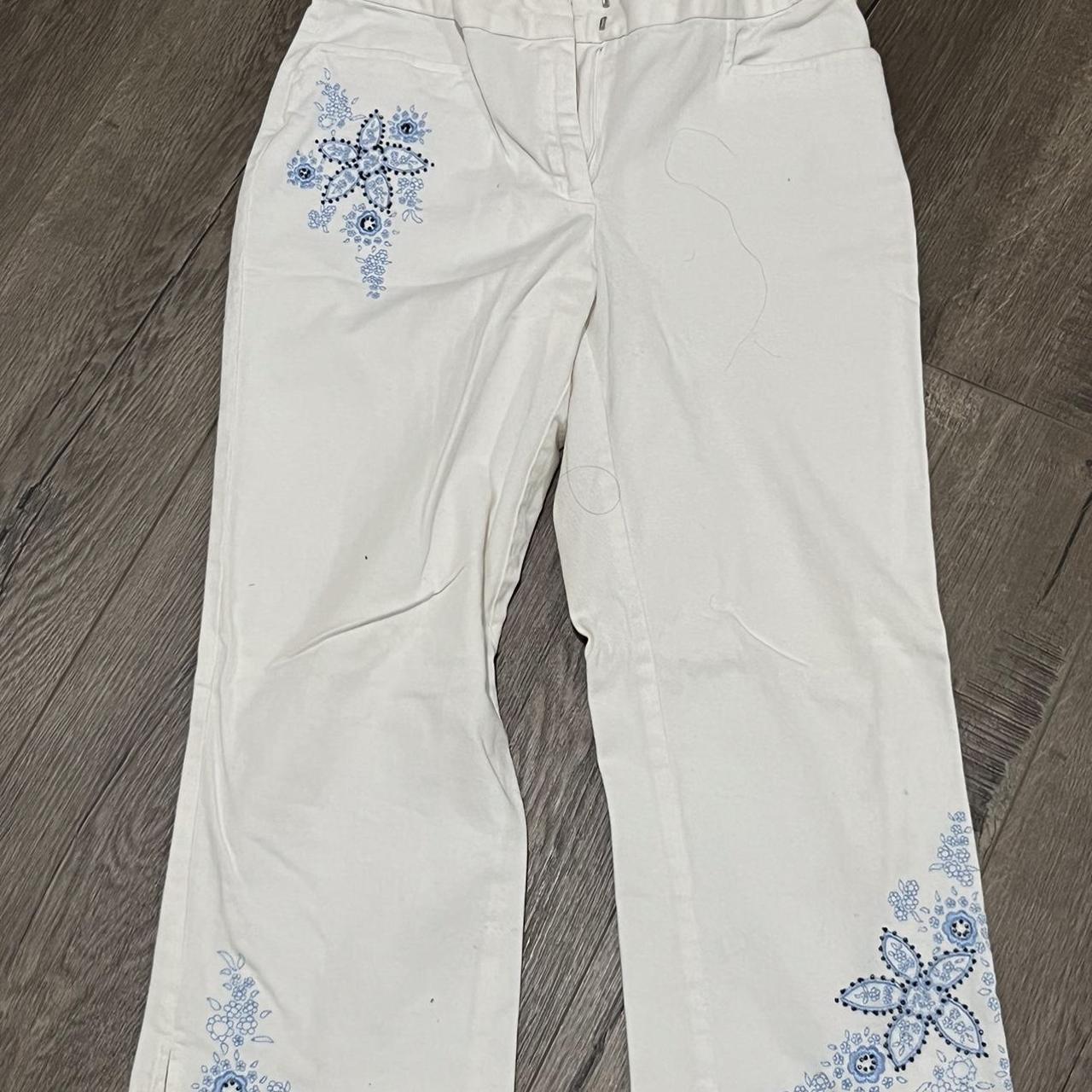 Geoffrey Beene Women's White and Blue Trousers