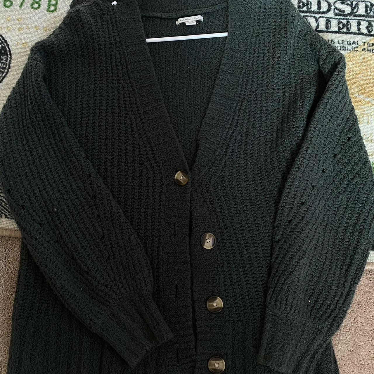 American Eagle Outfitters Men's Green Cardigan Depop