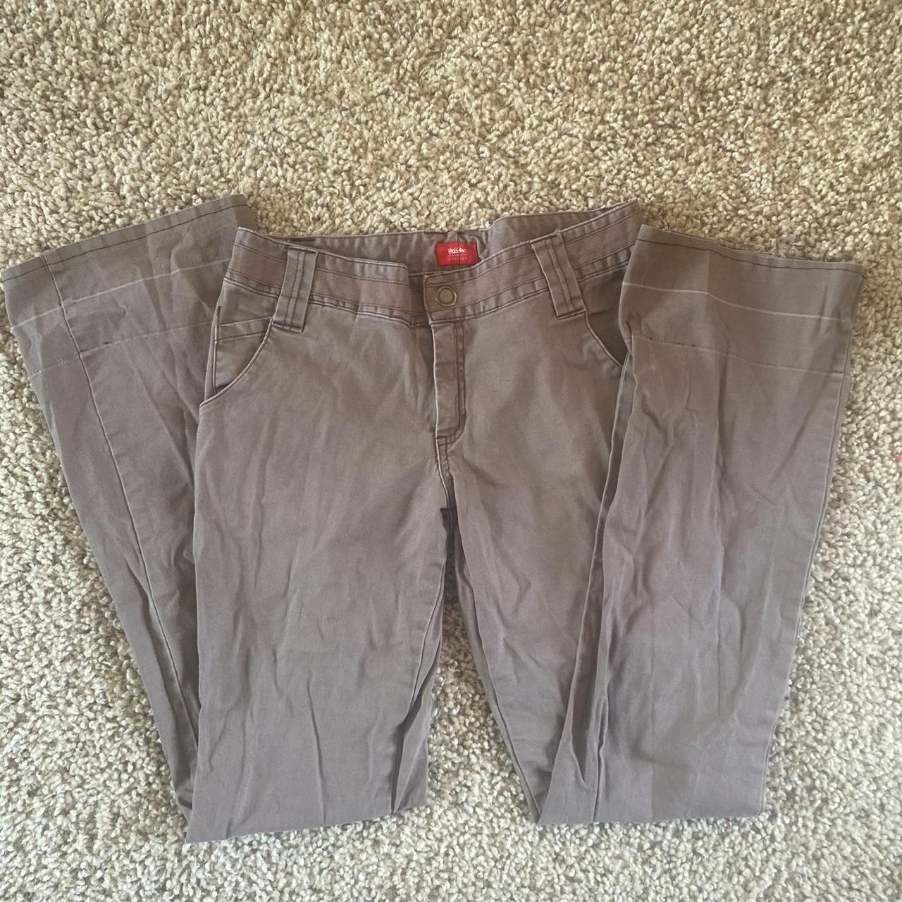 Brown flared mossimo cargo pants with cute button... Depop