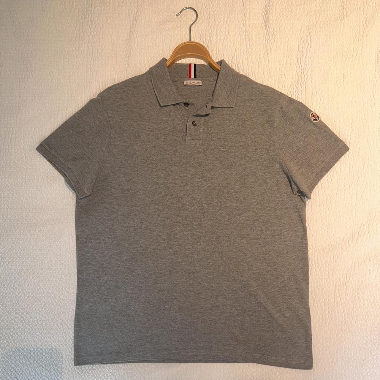 MONCLER outlet Men Polo Shirt Grey Maglia Polo Manica Corta Shirt Men Size Medium