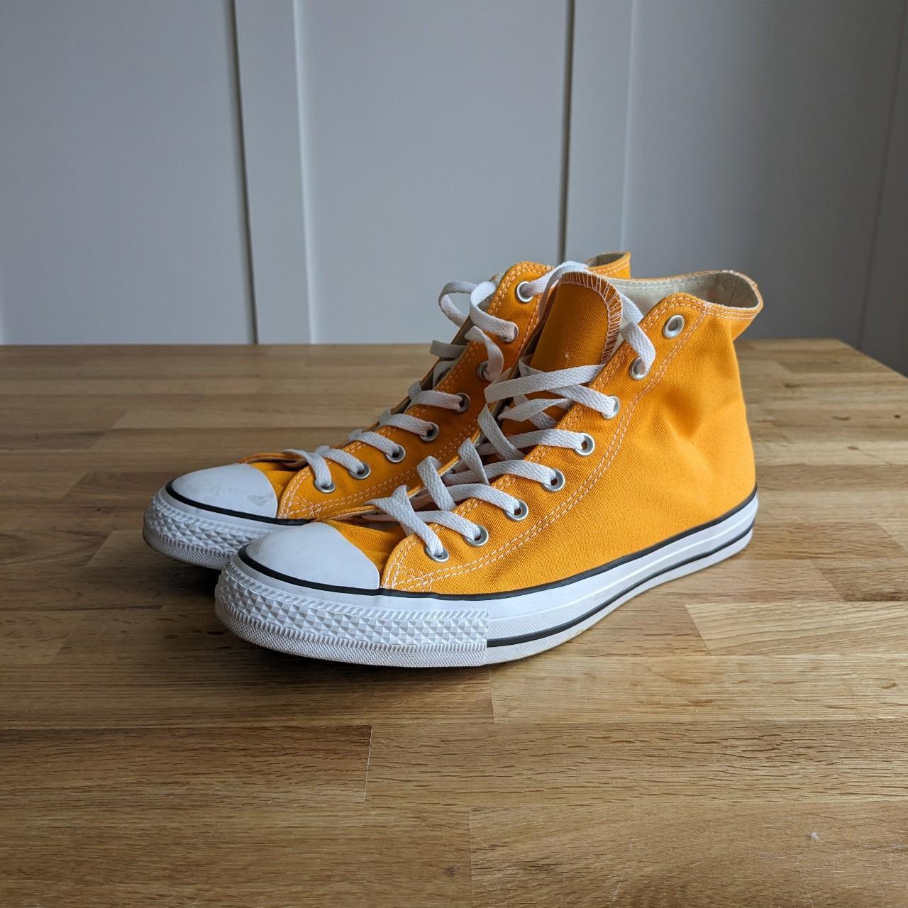 Men's Yellow Chuck Taylor Converse High Tops UK... Depop