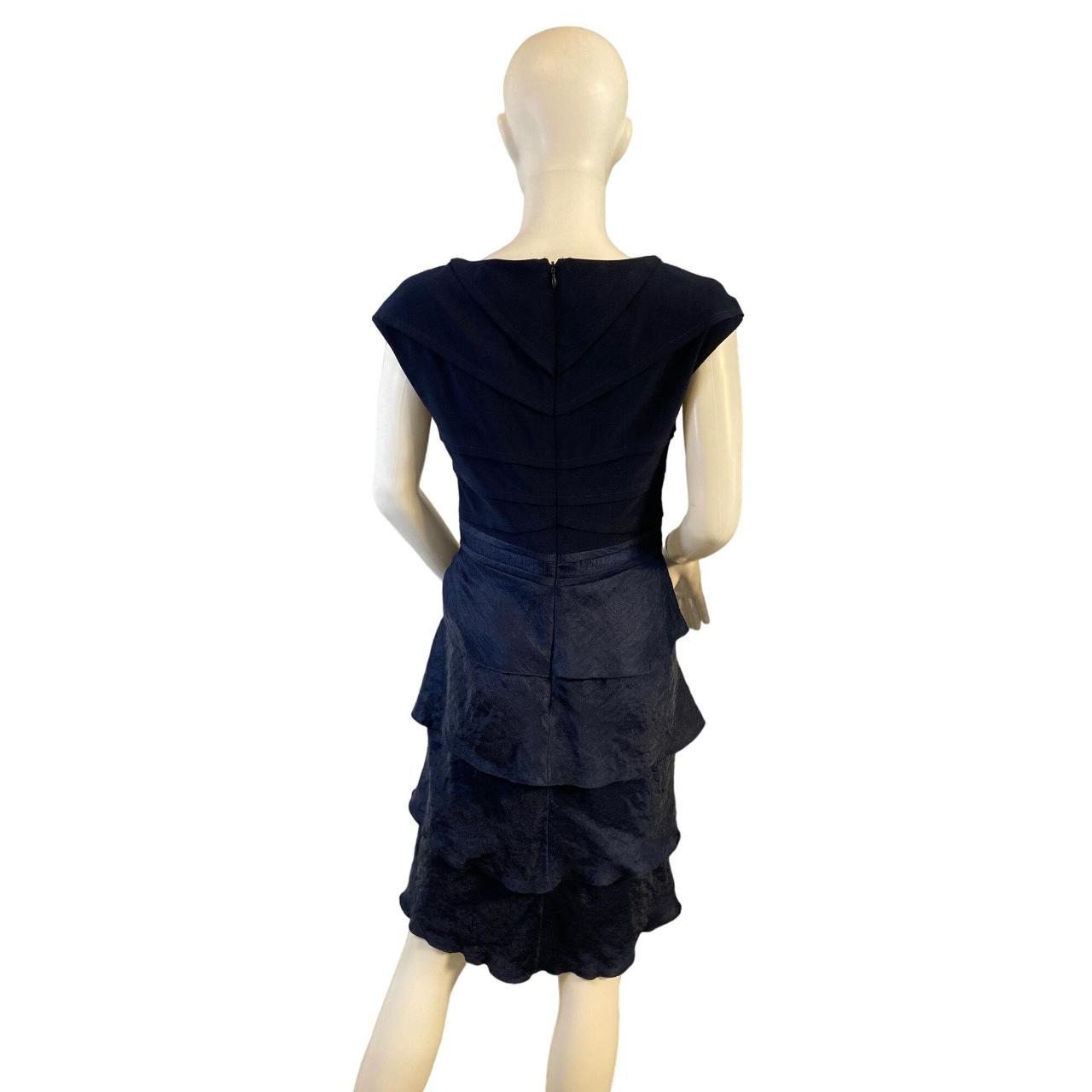 ADRIANNA PAPELL NAVY BLUE TULIP TIERED DRESS SZ