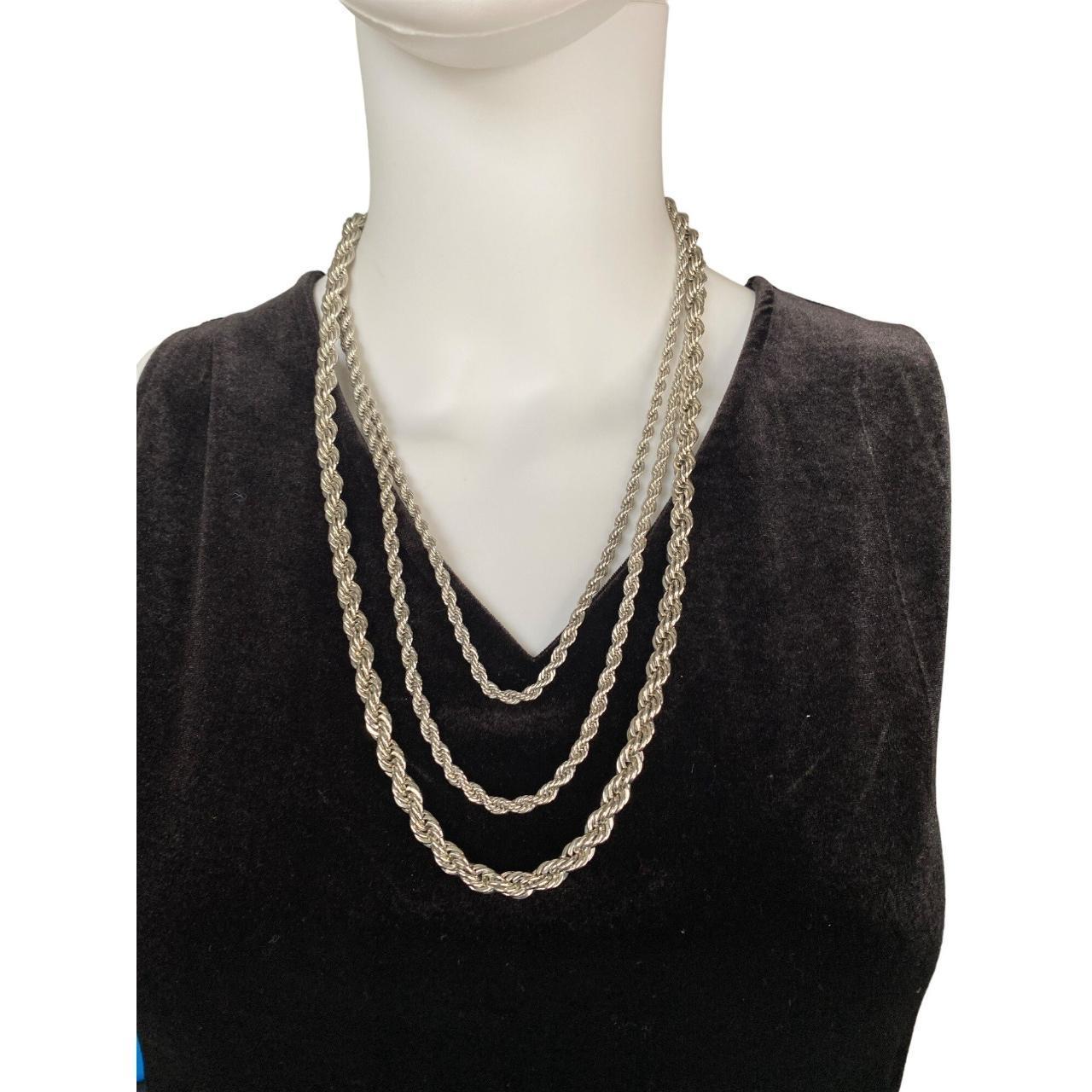 CHICO'S SILVER ROPE MULTI STRAND NECKLACE Excellent... - Depop