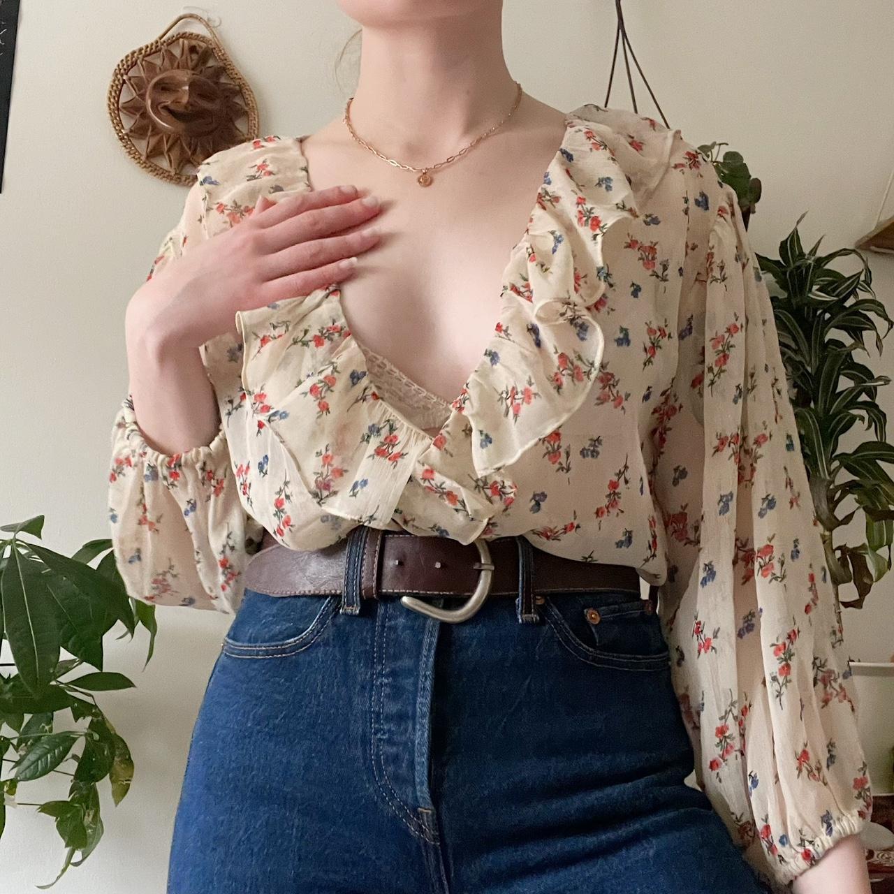 Urban outfitters sheer floral hot sale top