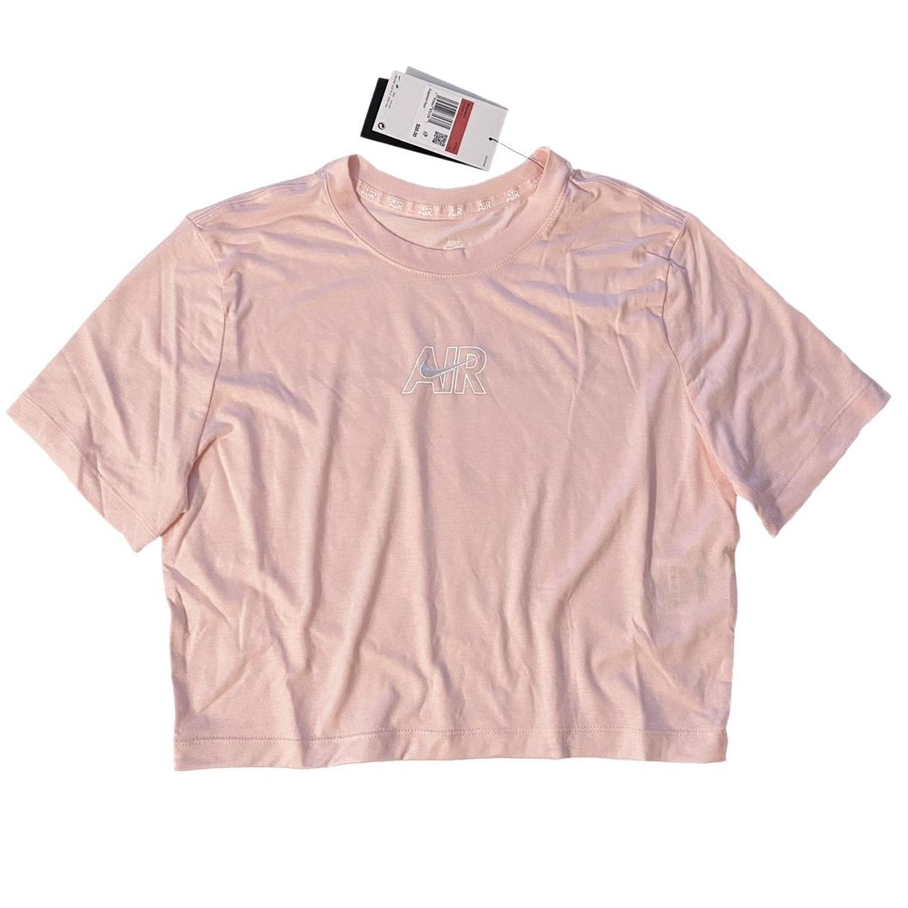 pink and white nike crop top