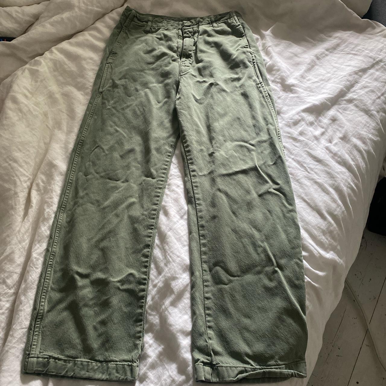 Zara wide leg sage green pants. Gently worn. No flaws - Depop