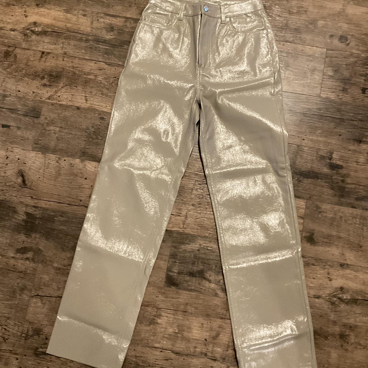 Zara metallic gold vegan leather slouchy trousers - new