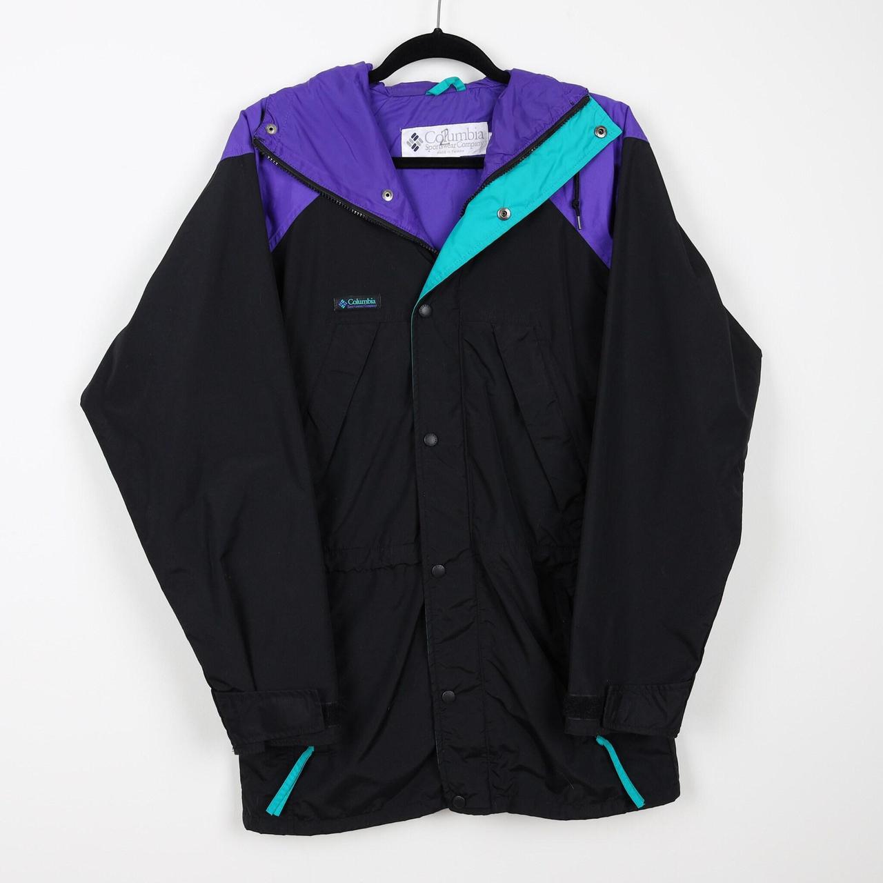 90s Columbia Fleece Jacket Vintage Full Zip Color Block Purple and