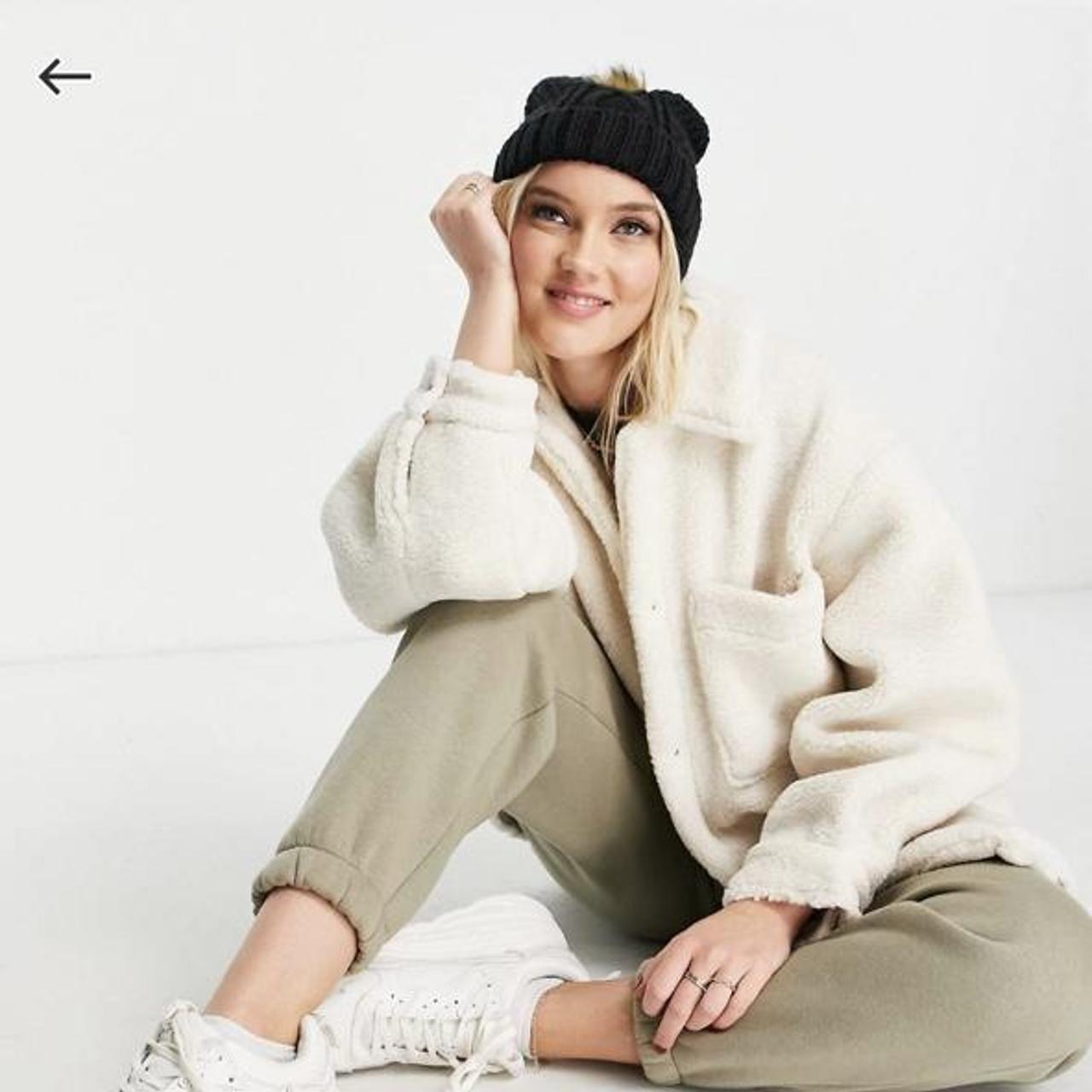 Women's Cream and Tan Coat Depop