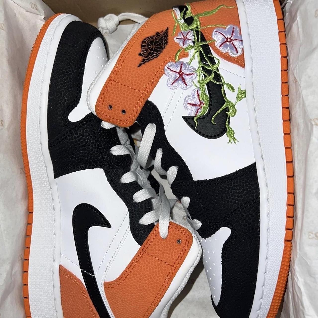 White black starfish with flowers air Jordan 1 mid Depop