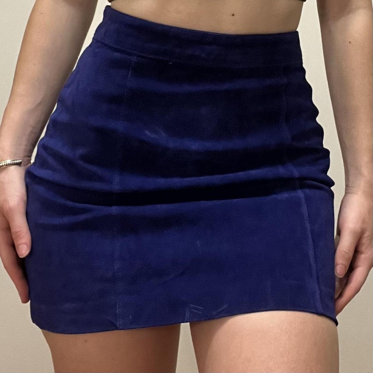 Royal blue heavy duty suede highwaisted skirt. She... - Depop