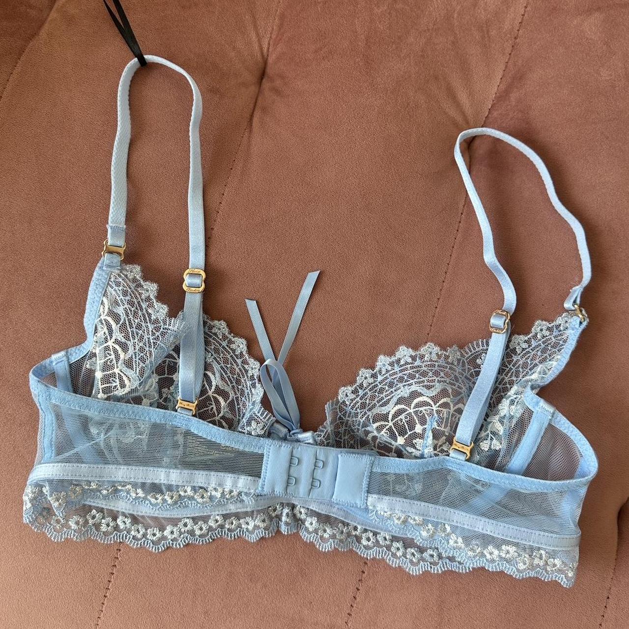 Honey Birdette Women's Blue Bra | Depop