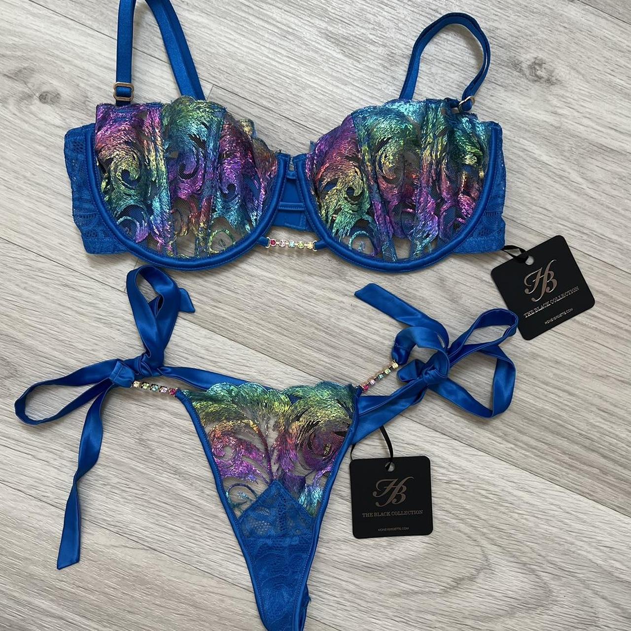 Honey Birdette Delphine Lingerie Set In Blue Depop