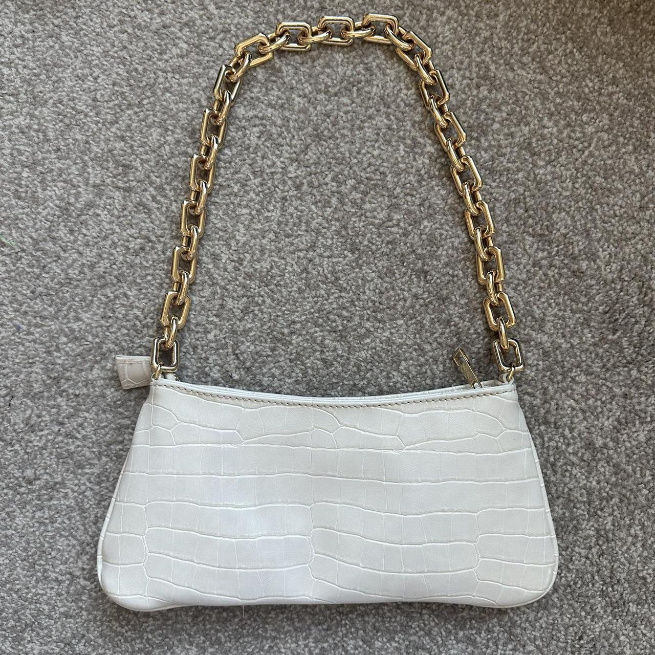 Chain Zara White Handbag CLUTCH BAG GOLD METAL HANDLE White ZARA