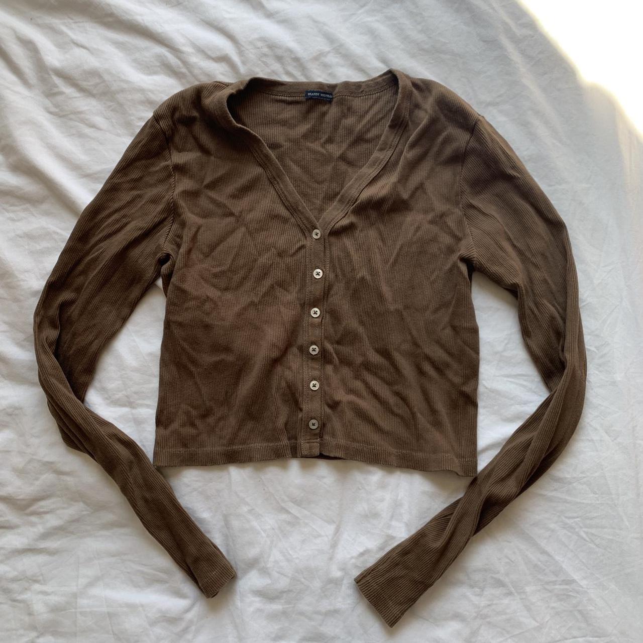 Brown brandy Melville button up cardigan. In perfect... - Depop