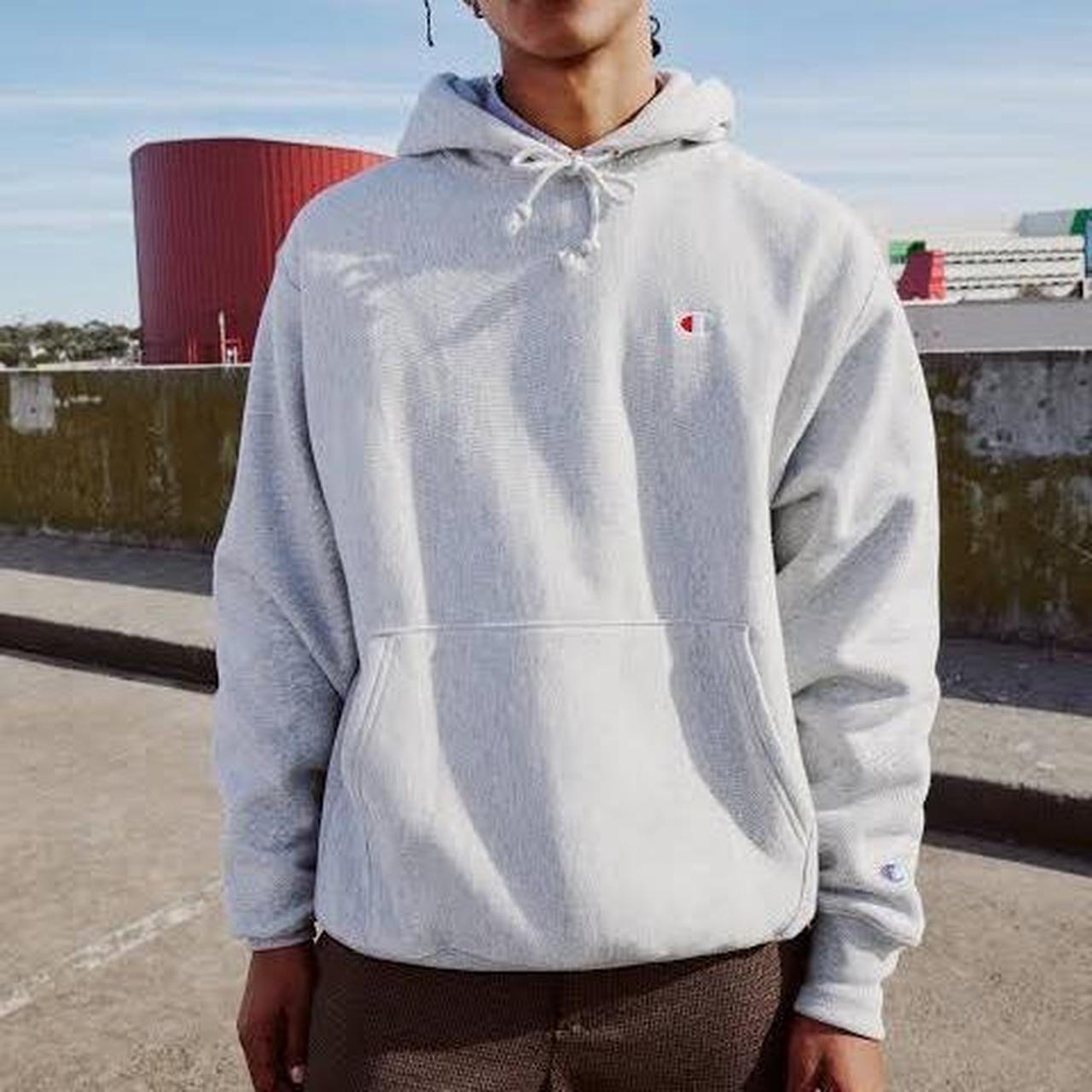 Grey reverse weave champion hoodie sale