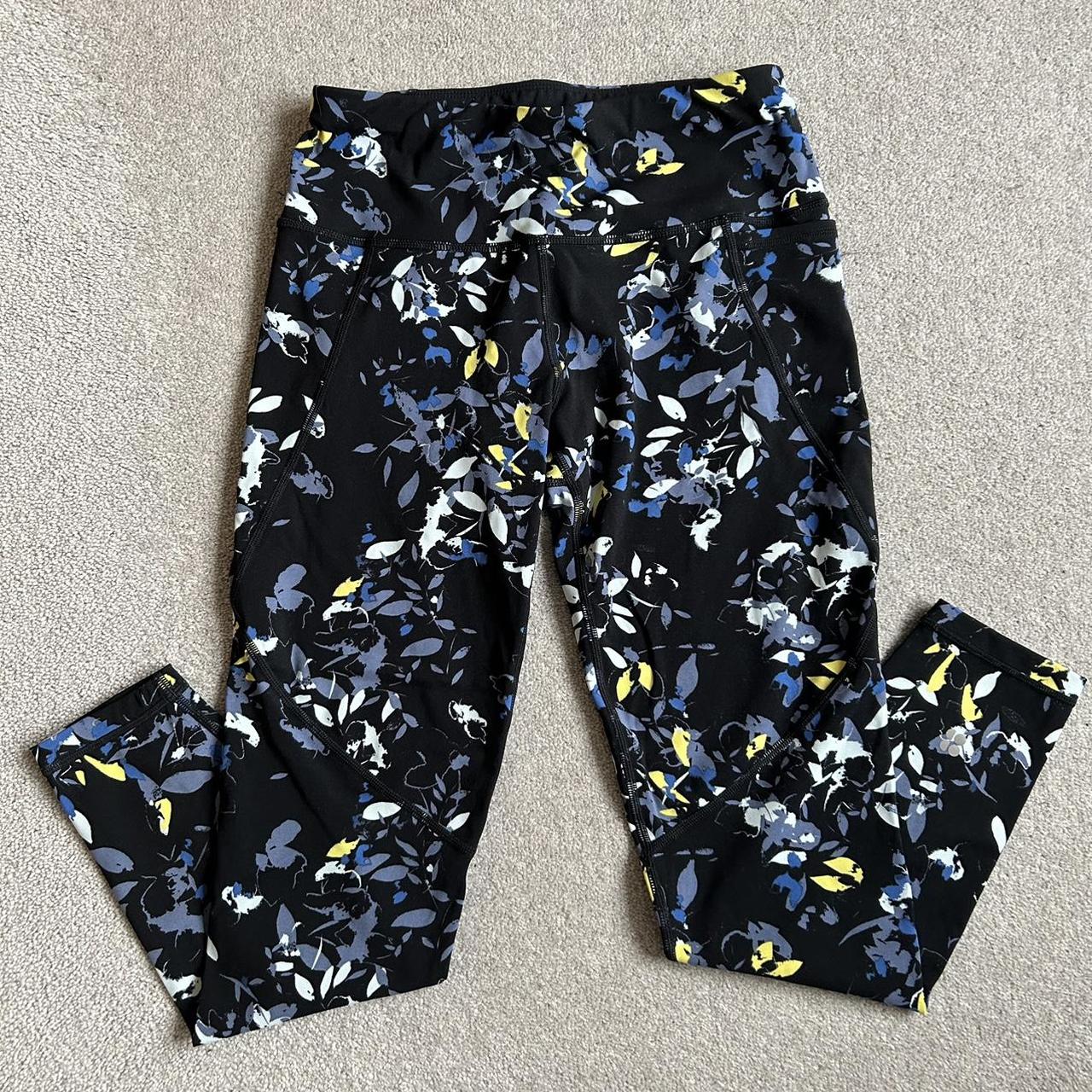 colorful floral workout leggings with pocket, in - Depop