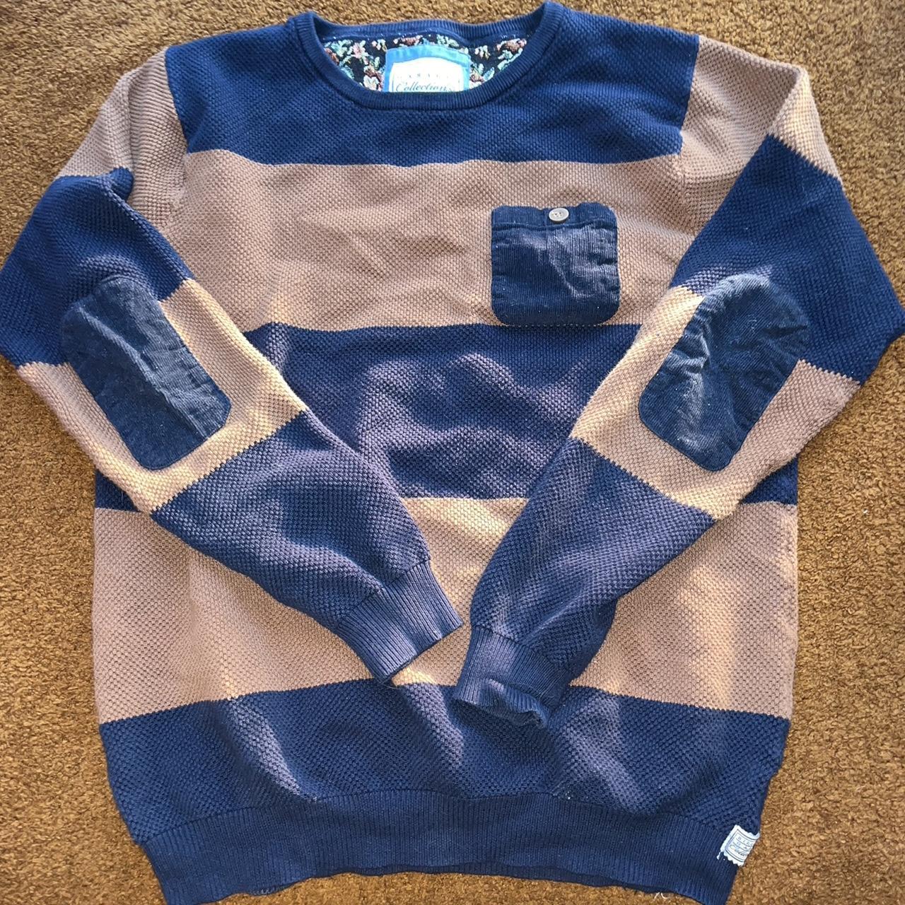 billabong-men-s-brown-and-navy-jumper-depop