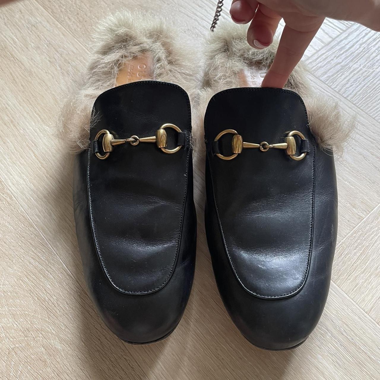 Gucci mules with fur.100% authentic have been worn.... - Depop