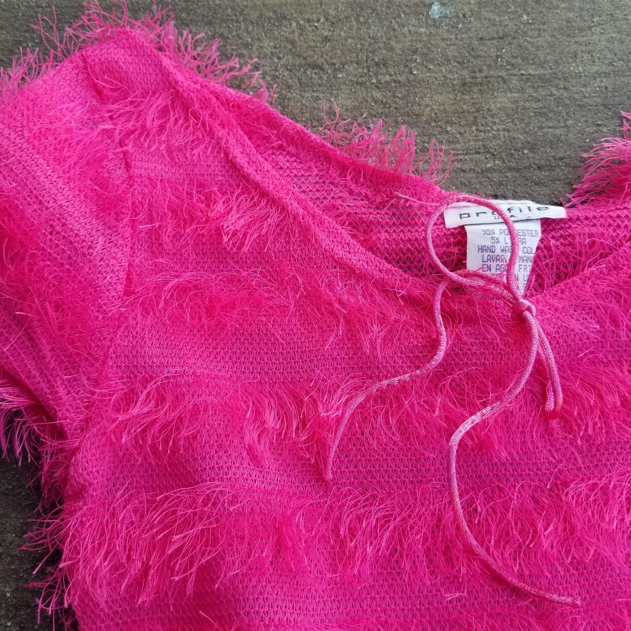 Gorgeous vintage 90'S hott pink semi sheer fuzzy... - Depop