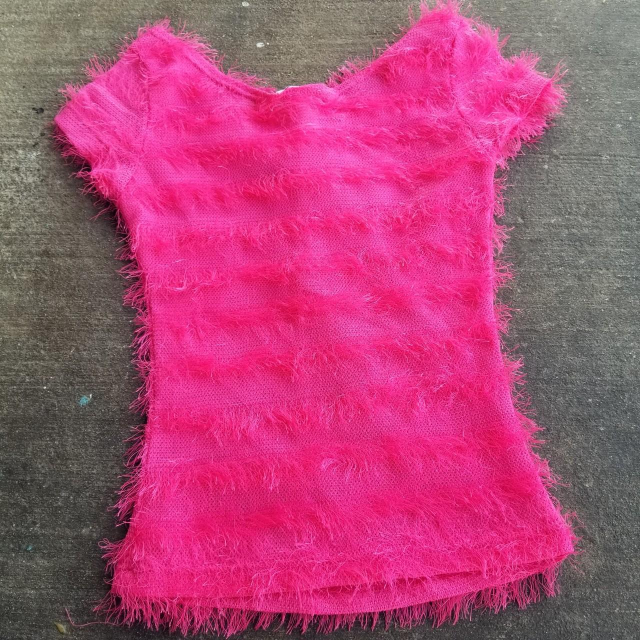 Gorgeous vintage 90'S hott pink semi sheer fuzzy... - Depop