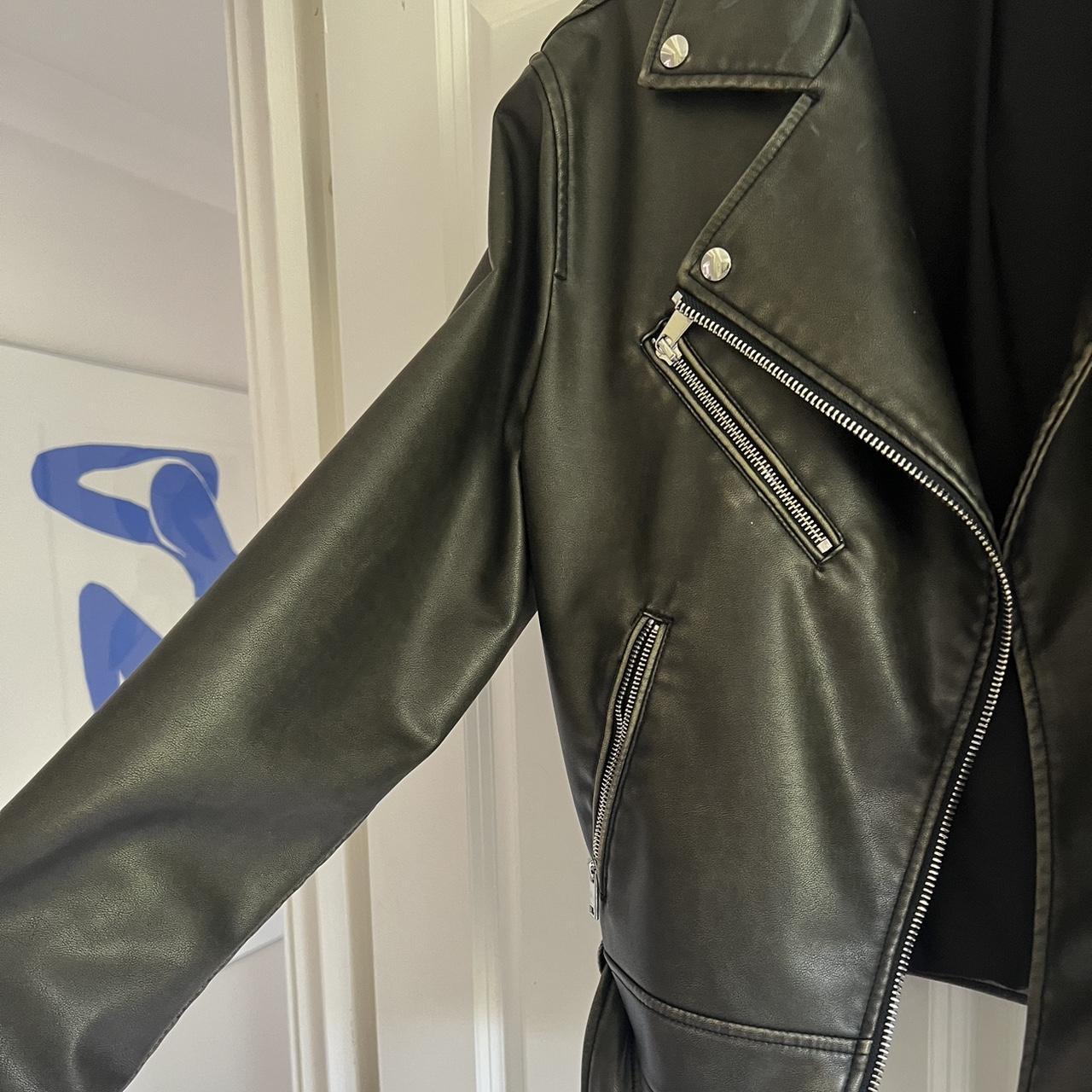 Molly mae leather jacket size large from zara - Depop