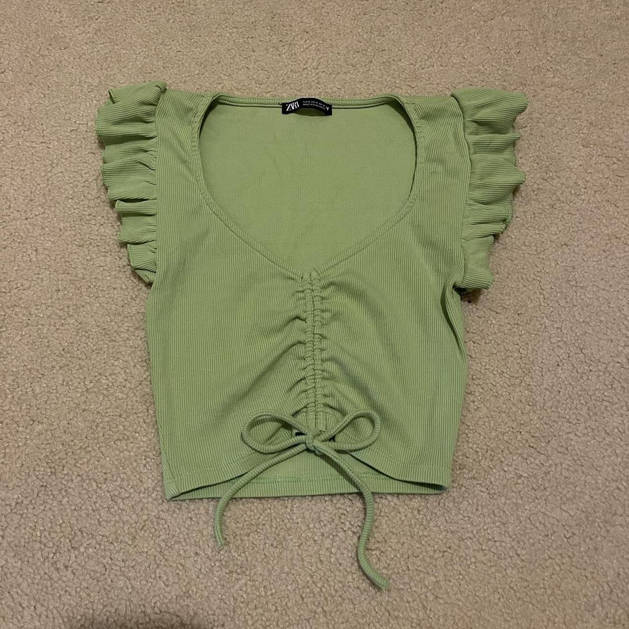Zara Green Tie Crop Top Cute green crop top with... Depop