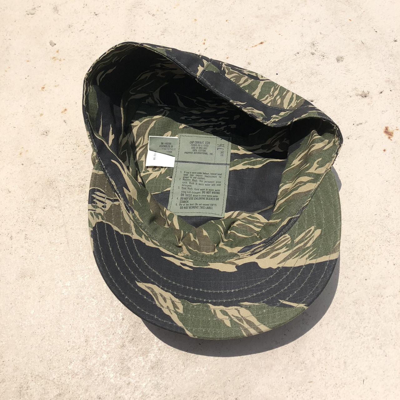 Vintage tiger strip military surplus hat Size 7/12... Depop