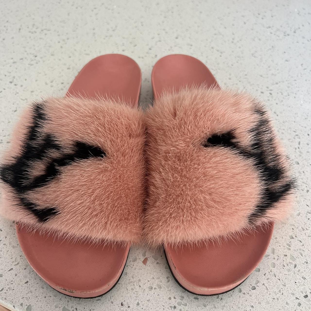 mink louis vuitton slippers