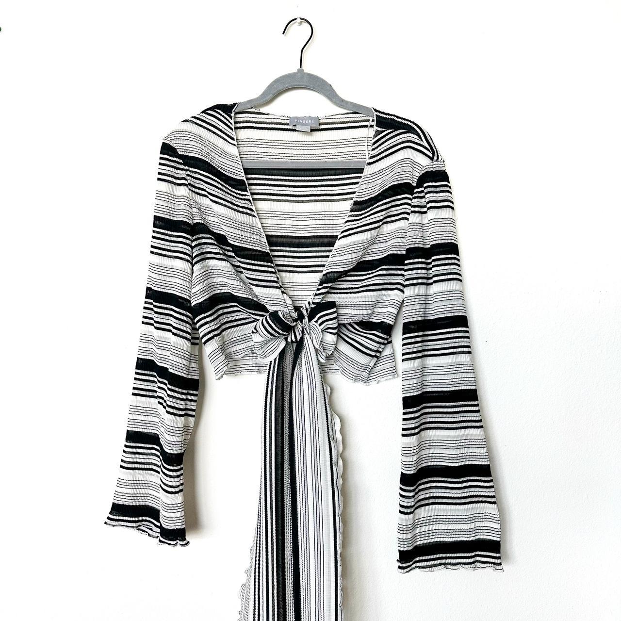 Finders Keepers Pierre Black & White Striped Wrap... - Depop