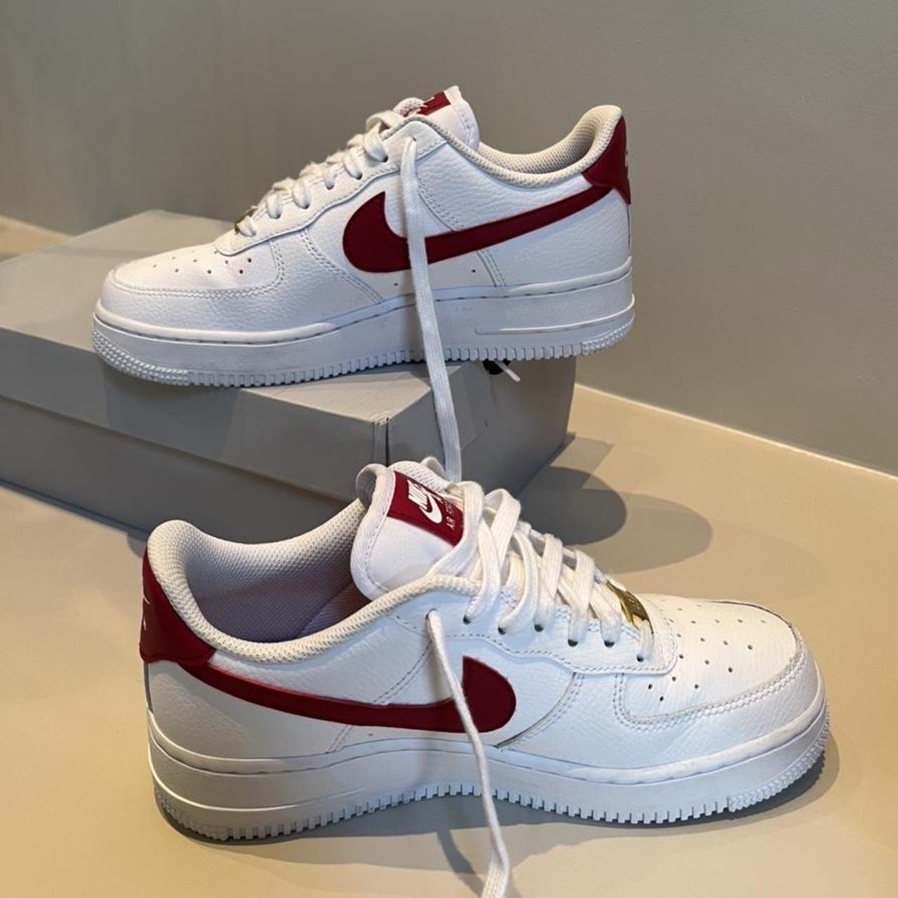 women's white and red air force 1
